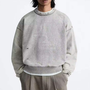 Sweat-shirts pour hommes en coton respirant, effet usé, logo personnalisé, matériau durable, design unique, sweat-shirts pour hommes effet usé - Product Image 3