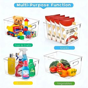 Set di 8 Contenitori in Plastica Trasparente, 4 Grandi e 4 Piccoli, Impilabili per l'Organizzazione della Dispensa - Product Image 3