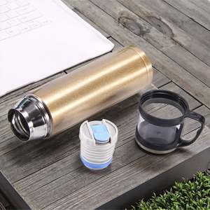 Bouteille d'eau isotherme en acier inoxydable de 350 ml, personnalisable, écologique, avec couvercle-gobelet, pour le voyage – Vente en gros - Product Image 1