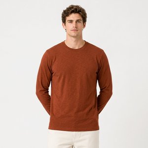 Men's Slim Fit Rayon Blend Long Sleeve Tee 180GSM Stretch Spandex Fabric Essential Layering <b>Shirt</b> for Autumn Spring - Product Image 4