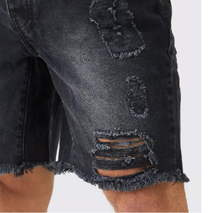 Pantalones Cortos de Mezclilla para Hombre, Estilo Desgastado, de Alta Calidad, Lavado Ácido, Dobladillo Doble, 100% Algodón, Ecológicos - Product Image 4