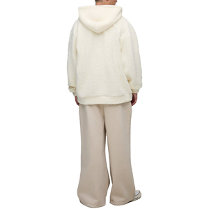Hoodie Sherpa surdimensionné personnalisé pour l'hiver, coupe carrée, en polaire épaisse, chaud et moelleux, vente en gros - Product Image 4
