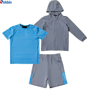 Conjunto Deportivo Personalizado de 3 Piezas: Chaqueta Cortavientos, Pantalones Cortos y Camiseta, Reflectante, para Fitness, con Bloques de Color - Product Image 3
