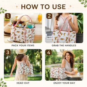 Sac fourre-tout confortable en fibre de coton pour femme, motif tigre matelassé avec passepoil contrastant, sac fourre-tout de haute qualité - Product Image 6