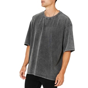 เสื้อยืดโอเวอร์ไซส์สีเบจสำหรับผู้ชาย คอกลม แขนสั้น ไซส์ใหญ่ ผ้าฝ้ายเจอร์ซีย์ ลำลอง สีพื้น ผ้าถัก ย้อมสีเรียบ - Product Image 6