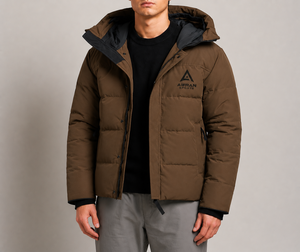 Men's <b>Winter</b> Streetwear Bonded Puffer <b>Jacket</b> ODM <b>Waterproof</b> Windproof Breathable Stand Collar Hooded Down Coat Front Custom Logo - Product Image 4