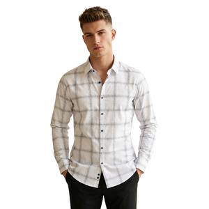 <b>White</b> Beige Plaid Men <b>Flannel</b> Shirt Long Sleeve Button Down Checkered Casual Shirt Soft Brushed Fabric Everyday Streetwear - Product Image 1