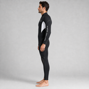 Combinaison de plongée en néoprène à manches longues Oxytag Sports, col roulé, coupe ajustée, séchage rapide, couleur unie, fermeture éclair sur le devant - Product Image 3