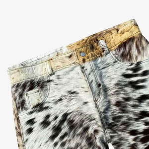 Pantalones Cortos de Cuero Genuino de Piel de Vaca con Pelo para Hombre, Estilo Vaquero Occidental Premium, de Lujo, de Diseñador, Moda Urbana - Product Image 5