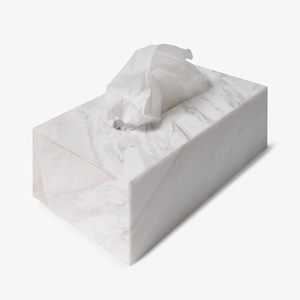 White Marble Classic Tissue Box Grey Veins-Rectangular Luxury Waterproof Eco-Friendly Tissue Holder <b>for</b> Home Hotel Table Use - Product Image 1