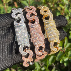 Pulsera de eslabones infinitos con moissanita tallada en baguette y corte brillante redondo, chapada en oro macizo de 14K, 45g, para hombre, estilo Hip Hop - Product Image 6