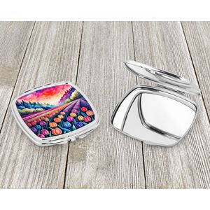 Jacinthes colorées miroir de maquillage de voyage compact miroir de poche pliant pour femmes et filles cadeau - Product Image 3