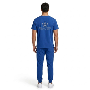 Ensemble de blouses d'infirmière 2 pièces pour hommes, uniforme médical, hauts à manches courtes, pantalons ajustés, 100% polyester, ensemble de blouses pour personnel médical - Product Image 2