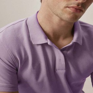Polo à manches courtes en coton 100% tricoté décontracté pour homme, couleur unie, pour l'été - Product Image 3