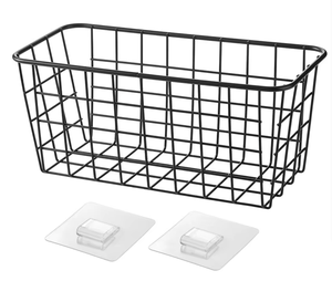 Living Room Punch-Free Wrought Iron Hanging <b>Basket</b> <b>Wall</b> Mounted Modern Multifunction <b>Storage</b> Rack - Product Image 1