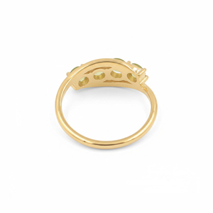 925 Sterling Silver Four <b>Stone</b> Round Peridot Ring with Double Layer Band 1 Micron Gold and Rhodium Plated Jewelry - Product Image 5