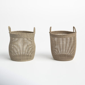 Lot de 2 paniers ronds en rotin tissés à la main Solution de stockage tissée naturelle - Product Image 6