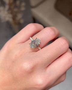 3 Carat Oval Cut Hidden Halo Moissanite Engagement <b>Ring</b> for Women | <b>Solitaire</b> Wedding <b>Ring</b> | Luxury Bridal Jewelry - Product Image 1