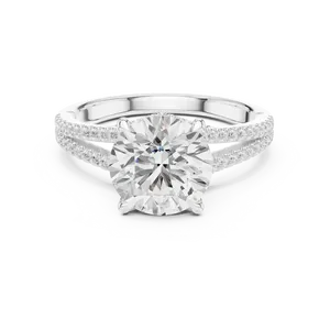 <b>Split</b> Shank Micro Pave 18K Solid Gold 2.5ct Round Brilliant Lab Grown Diamond Engagement <b>Ring</b> IGI Certified VVS E-F <b>Ring</b> - Product Image 3