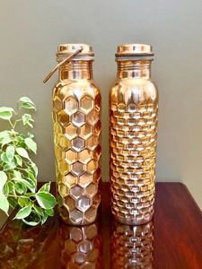 Healthy Benefits Drinkwara Handmade Ayurvedic Custom Water Bottles Pure Copper Filling of Bottle Yoga Meditation Bottle Flask - Product Image 2