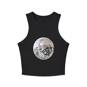 Custom Casual Front Gym Fitness Sports Yoga Summer Breathable Women's Knitted Ribbed Slight Stretch Short Sleeveless <b>Racerback</b> - Product Image 1