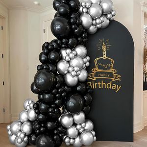 100 Palloncini in Lattice Metallizzato Argento e Nero da 12 Pollici per Feste di Compleanno, Laurea, Fidanzamento e Capodanno - Product Image 2