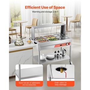 Chauffe-Plats Électrique Professionnel Commercial 9 Bacs 1500W avec Protection pour Buffet et Restauration - Product Image 6
