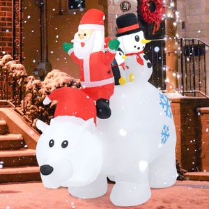 Decorazioni natalizie gonfiabili da giardino di 1,8 m con Babbo Natale, pinguino e pupazzo di neve animati e luci. - Product Image 2