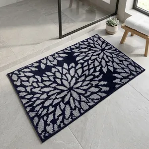 Tapis d'entrée fonctionnel et lavable en microfibre tissée, motif Mandala bleu argenté, 1200 GSM, pour portes, couloirs et appartements - Product Image 2