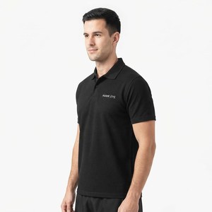 Polo homme de qualité supérieure, manches courtes, couleur noire, style décontracté, vente en gros - Product Image 6