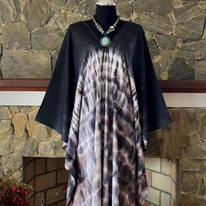 Vestido caftán de rayón Shibori Tie Dye, estilo bohemio, arte vestible, cómodo, holgado, atuendo de verano para mujer - Product Image 1