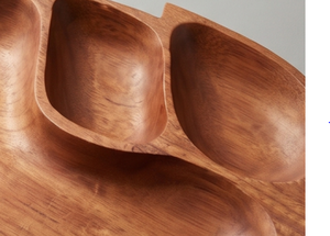 Assiette de service en bois de qualité supérieure en forme de feuille, faite à la main, polie, design minimaliste, couleur marron, plats et assiettes - Product Image 2