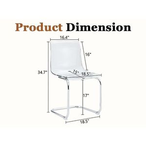 Sedia da Pranzo Moderna Trasparente con Gambe Arcuate, Seduta in PC e Telaio in Tubo d'Acciaio, Sedia da Scrivania in Acrilico per Uso Domestico - Product Image 4