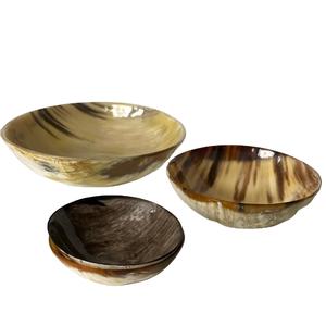 Bol à salade en corne avec ensemble de serveurs Bol en corne de buffle solide avec cuillère pour salades de fruits pour 100% meilleur poli - Product Image 1