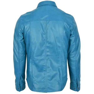 Men's Solid Blue Long Sleeve Casual <b>Shirt</b> With Turn-down Collar And Front Pockets - Product Image 5