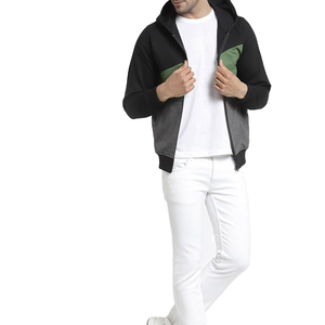 Sudadera con capucha premium para hombre con cremallera frontal, bloques de color, capucha con cordón, bolsillo canguro y puños acanalados. Ideal para ropa deportiva, gimnasio y uso universitario. - Product Image 1