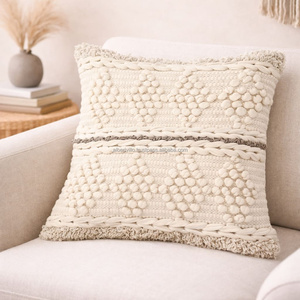 Grande housse de coussin géométrique bohème, coussin décoratif texturé tissé en losanges, coussin d'appoint bohème pour canapé et lit - Product Image 5