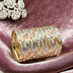 Vente en gros 3 tons plaqué or formant des bracelets, ensemble de bracelets multi-tons, bracelets en laiton doré 3 tons, bracelets remplis d'or tricolores. - Product Image 5