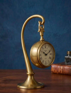 Suspended Brass Pendulum <b>Table</b> <b>Clock</b> Vintage Nautical Roman Numeral Timepiece Antique Mantel Office Decor - Product Image 1