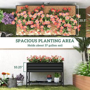 Jardinera Elevada de Acero Galvanizado de 40 x 20 x 10 Pulgadas, Capacidad de 440 Libras, Color Gris, con Revestimiento, Macetas Metálicas de 2 Litros para Jardines - Product Image 4