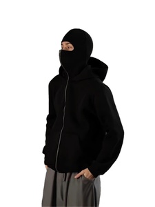 Sweat à capuche zippé pour homme, taille XL, avec logo personnalisé, style streetwear, double capuche, veste unie, vintage, NINJA - Product Image 2