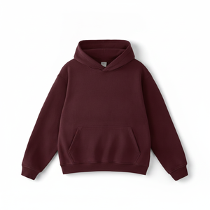 Sweat-shirt à capuche oversize pour homme, couleur bordeaux, en molleton de coton, avec poche kangourou, style streetwear décontracté, pour l'hiver - Product Image 2