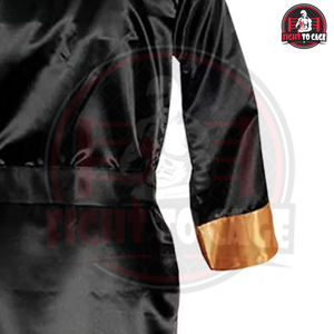 Vente en gros de robes de boxe brillantes à longues manches avec capuche, impression de logo personnalisé, couleur unie, robes de boxe pour hommes - Product Image 5