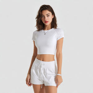 Hauts courts tricotés pour femmes, séchage rapide, respirants, confortables, style streetwear, imprimés par transfert thermique, pour le yoga et le fitness - Product Image 3