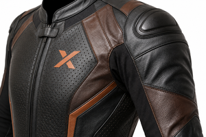 Combinaison de moto en cuir pour homme |   Noir Brun |   Fabricant OEM ODM |   Qualité de conception haut de gamme |   Combinaison de course - Product Image 4
