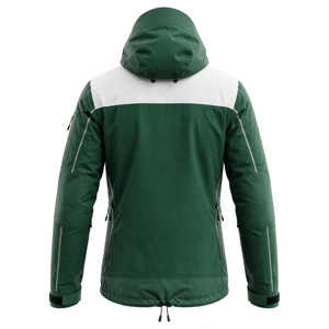 <b>Men's</b> Waterproof Fleece Ski <b>Jacket</b> Green <b>White</b> Autumn Sporty Style Stand Collar Zipper Closure Outdoor Wear Polyester Shell - Product Image 2