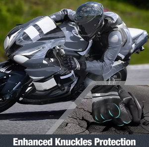 Guantes de Motociclismo de Cuero Genuino Negro, Antideslizantes, Resistentes a Impactos, para Carreras - Product Image 4