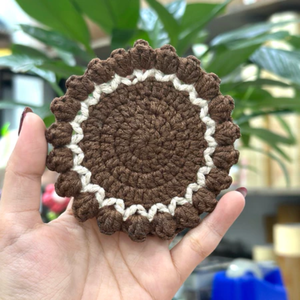 Sous-verre en laine crochetée classique fait main, 5 mm, rond, pour boissons, décoration de table, cadeau écologique, fabriqué au Vietnam - Product Image 5