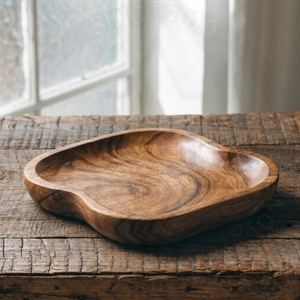 Bandeja de Servir de Madera Natural Chapada en Oro, Tradicional y de Lujo, para Mesa de Centro, Cocina, Comedor, Ramadán, Bodas, Fácil de Limpiar - Product Image 2