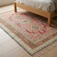 Moderner Handgewebter Jute-Teppich in Beige-Braun mit Wiederholendem Rautenmuster, Strukturierter Rutschfester Teppich für Wohnzimmer, Schlafzimmer, Esszimmer